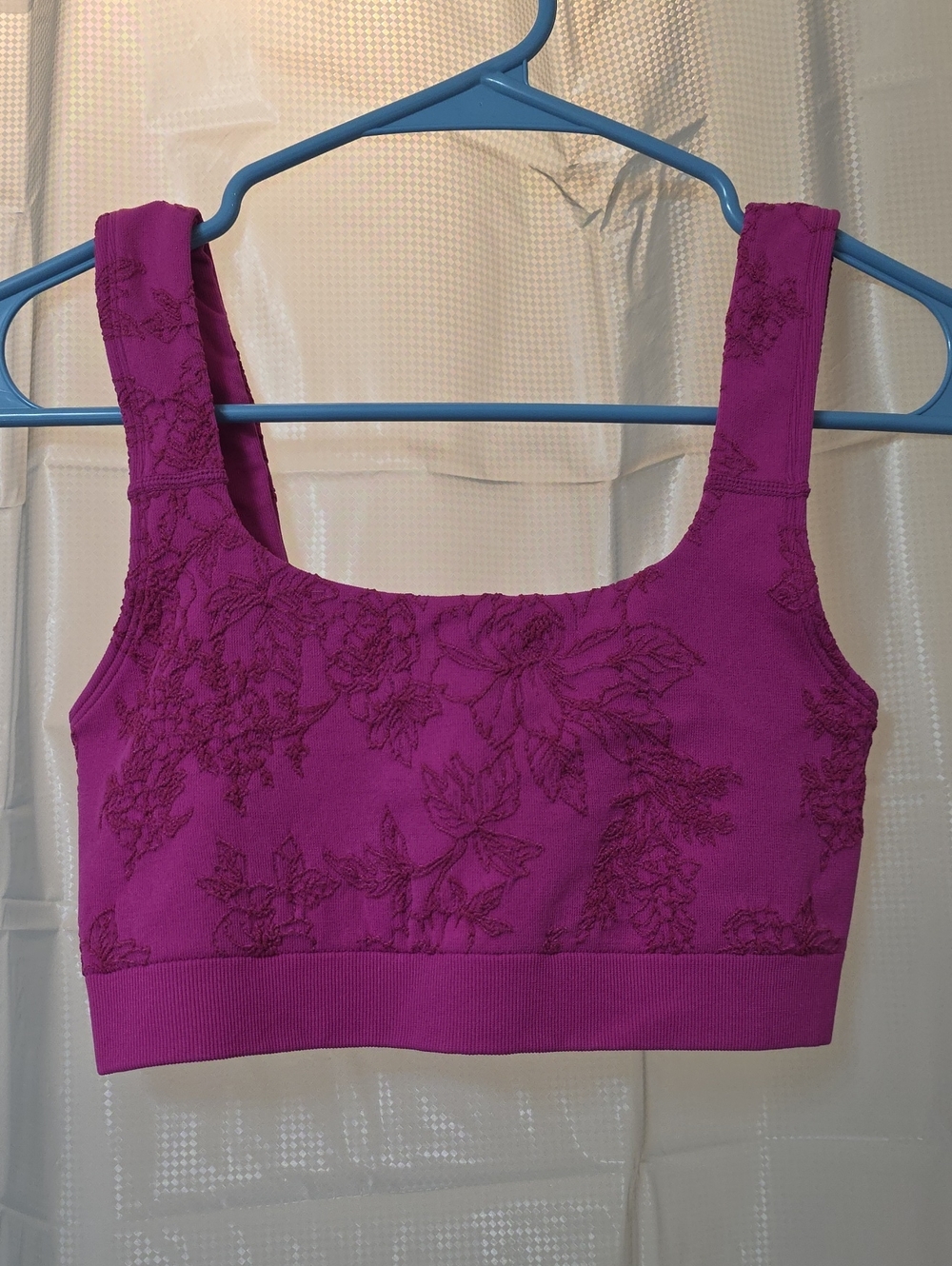NUX Magenta Floral Embroidered Crop Tank